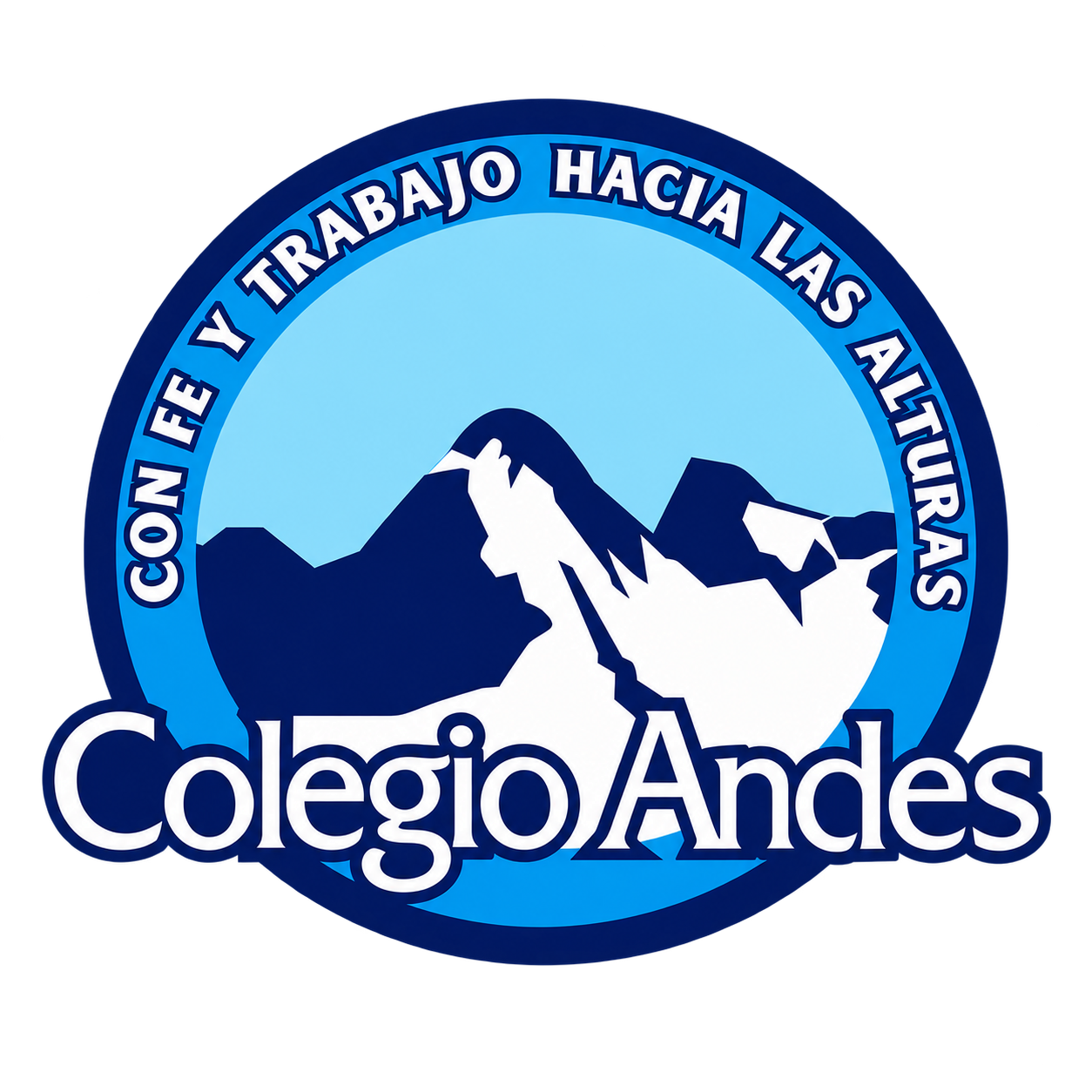 Escudo del Colegio Andes: Con fe y trabajo hacia las alturas